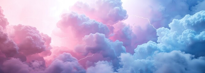 Lightning in Pink and Blue Clouds