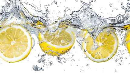 Lemon in water on a transparent background