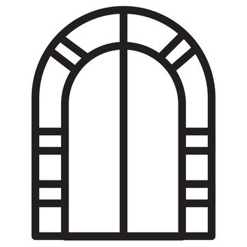 recommend clip art: Castle Fortress Gate Line Icon