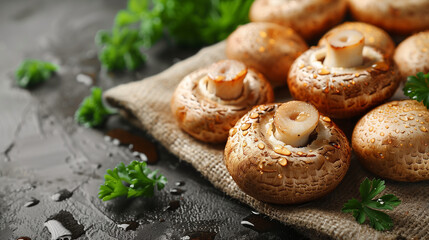 washed ready to cook mushrooms on a table