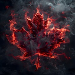 Fototapeta premium Flag of Canada made of smoke. War or wild fire anstract banner concept. Maple Leaf