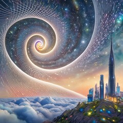 A Painting of a Spiral in the Sky