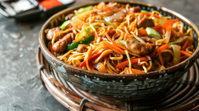 Filipino style home cooked chow mein pansit