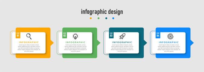 Modern Business infographics template. timeline with 4 steps, options. can be used for workflow diagram, info chart, web design. vector illustration