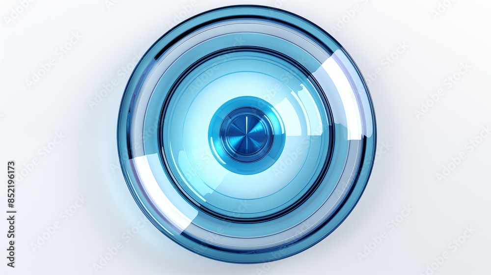 Poster Abstract Blue Circular Glass Design with Radial Symmetry and Concentric Patterns