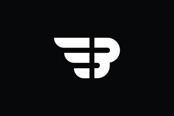 letter B wings icon logo, letter B hawk wings logo, letter B flying aircraft logo, letter M B finance business logo