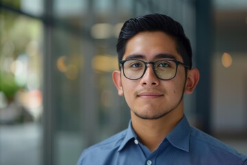 Fototapeta premium Portrait of a young male accountant in office