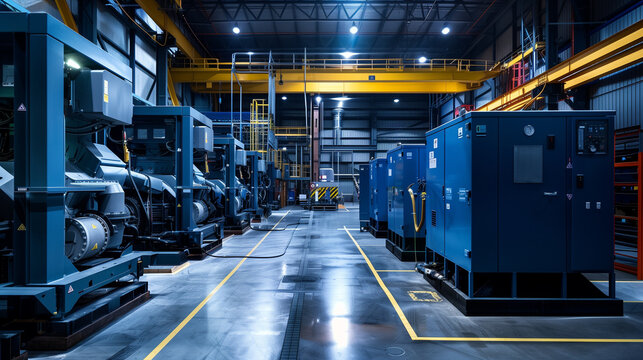 modern generators in a warehouse 