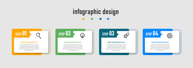Business infographics template. timeline with 4 steps, options. can be used for workflow diagram, info chart, web design. vector illustration.