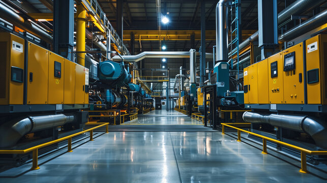 modern generators in a warehouse 