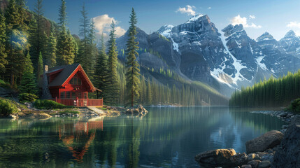 Fototapeta premium Lakeside Tranquility in the Rockies