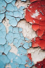Fototapeta premium a close up of a red blue and white painted wall