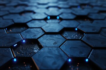 Obraz premium A close up of a blue and white hexagonal pattern.