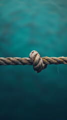 Fototapeta premium Rope Knot with Blue Water Background