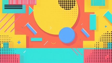 Obraz premium Colorful Geometric Shapes Abstract Background with Circle and Square Modern Art Design for Business, Fashion, and Beauty Industry