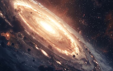 Fototapeta premium A outer space galaxy far away with the sun