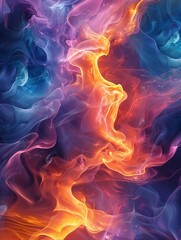 A vibrantly colored electric marble type pattern with blue and flaming yellow and orange.