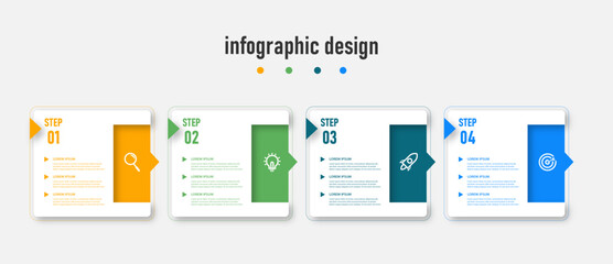 Business infographics template. timeline with 4 steps, options. can be used for workflow diagram, info chart, web design. vector illustration.