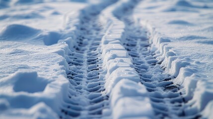 Fototapeta premium Detailed tracks of a car tire in the snow