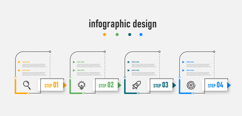 Business infographics template. timeline with 4 steps, options. can be used for workflow diagram, info chart, web design. vector illustration.