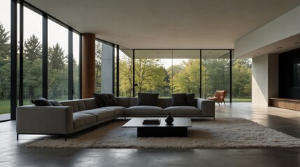 a minimalist modern living room influenced by the innovative simplicity