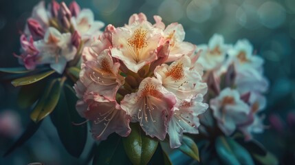 Close view of blooming Rhododendron flower