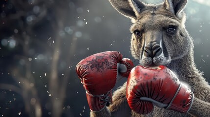 Obraz premium fierce kangaroo boxer ready for a fight imaginative aigenerated illustration