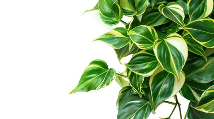 Fototapeta premium Philodendron Brasil foliage and Philodendron hederaceum plant on white background with clipping path