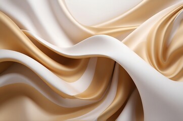 Obraz premium Elegant Beige and White Silk Fabric Waves