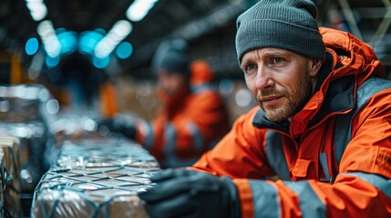 Airport personnel overseeing the loading of goods onto planes, ensuring safety and security protocols. 