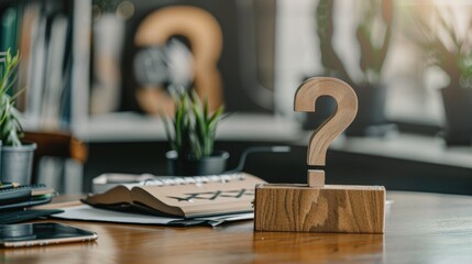 Business professional desk Frequently Asked Questions concept