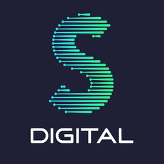 letter s digital or technology logo vector template. Suitable for digital font industry with dot, gradient color and modern style. Also suitable for machine