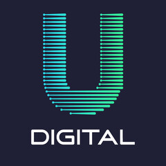 letter u digital or technology logo vector template. Suitable for digital font industry with dot, gradient color and modern style. Also suitable for machine © Deni