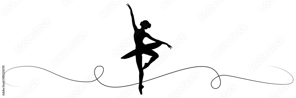 Wall mural line art silhouette illustration  background for a Ballet dancers