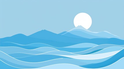 Scenic Ocean and Mountain View at Sunrise, Generative AI