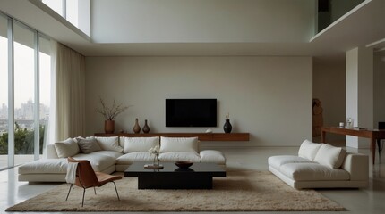 a minimalist modern living room reflecting the innovative