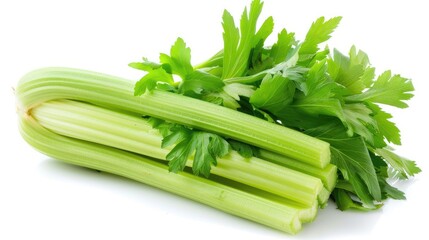 Celery against a white backdrop