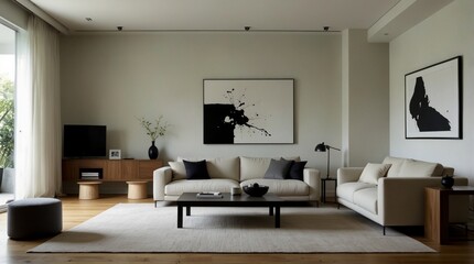 Fototapeta premium a minimalist modern living room with the refined minimalism