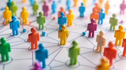 Network of Colorful Figures Representing Social Connections - Generative AI
