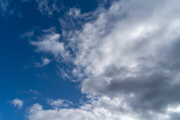 雲の多い早春の青空