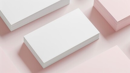 Professional Business Cards Diagonal Mockup in Minimalist White Studio with Even Lighting and 100mm Macro Lens for Product Photography - Dynamic Layout Isolated Image