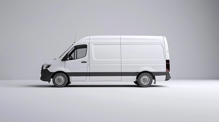 Sleek Commercial Panel Van Mockup with Branding Area in Minimalist White Studio