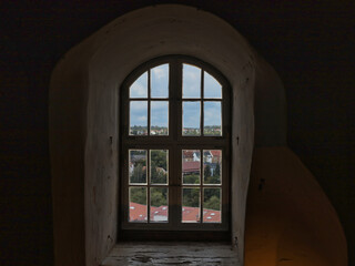 Fenster, Blick aus dem Schloss Colditz am 31. Mai 2024, Colditz, Landkreis Leipzig, Sachsen,...