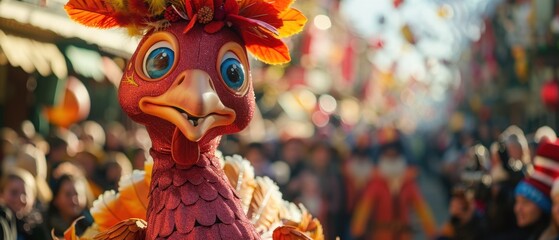Naklejka premium Turkey Character Balloon in Thanksgiving Parade