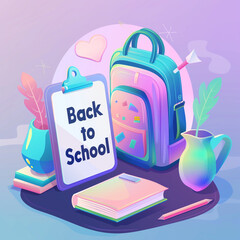Back to school modern and simple 3d design with class accessory