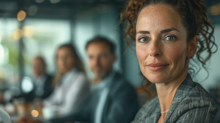 Businesswoman Leading Boardroom Meeting with Determination

