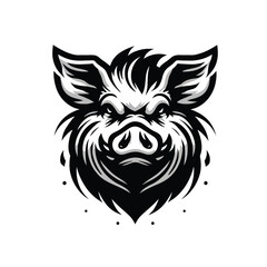 Fototapeta premium pig mascot logo in black and white silhouette