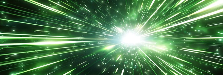 Fototapeta premium Abstract Green Light Streaks with Glowing Center