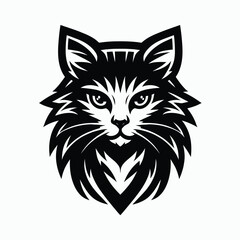 Illustration of a fierce cat in black and white