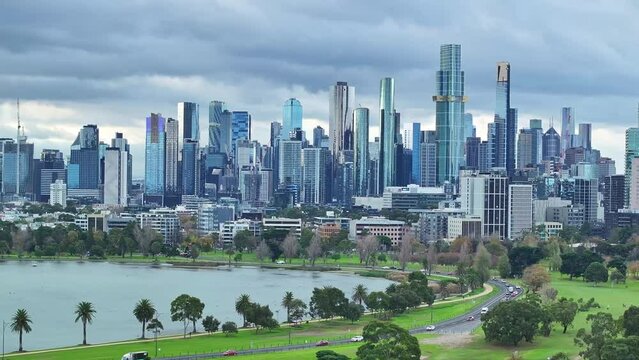 Albert Park Golf Course the lake and Melbourne CBD beyond